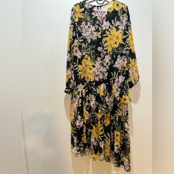 🌻 Suzy Shier Long Sheer Black Floral Dress - Picture 2 of 8